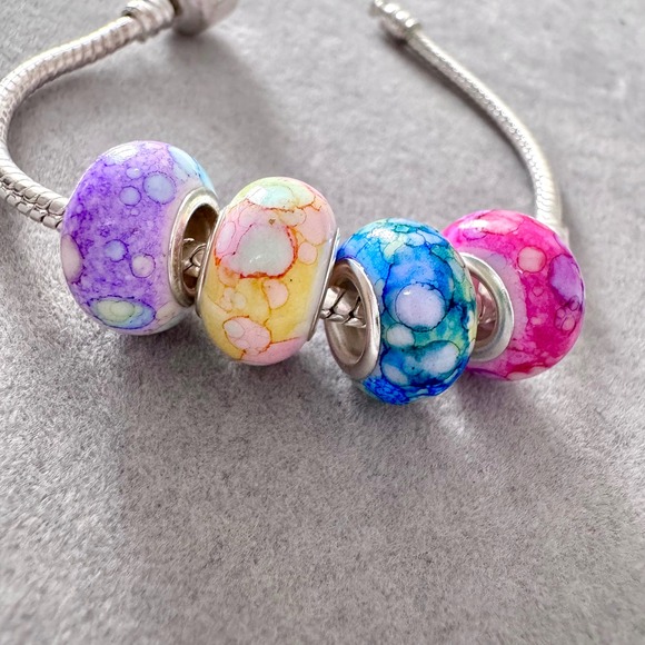 Set of 4 Colorful Abstract Pattern Bead Charms fits PANDORA - Picture 10 of 10